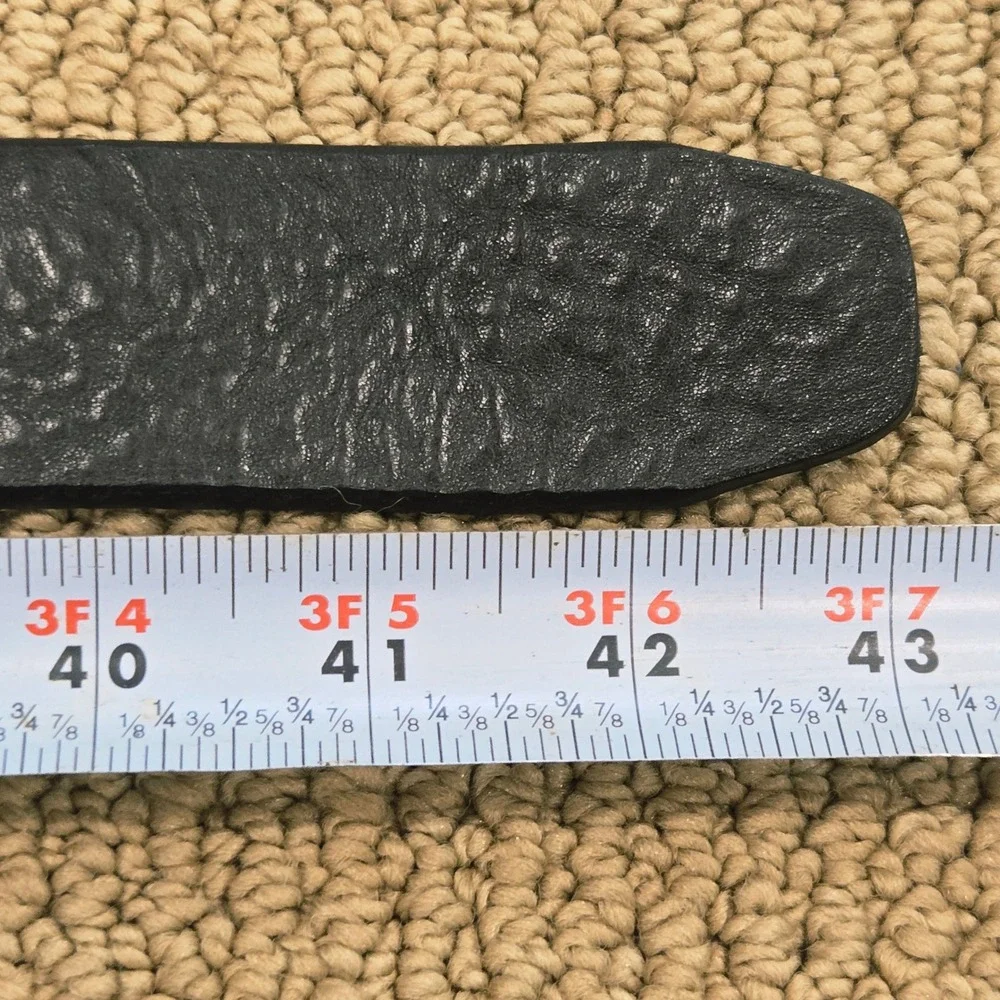 Fossil Belt‎ Mens Size 36 Black Leather Pebbled Silver Buckle 1.5